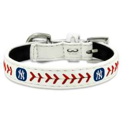 New York Yankees Pet Collar Classic Baseball Leather Size Toy CO