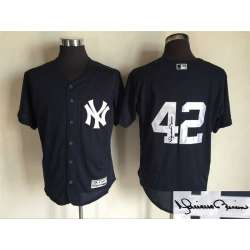 New York Yankees #42 Mariano Rivera Navy Blue (No Name) Flexbase Collection Stitched Signature Edition Jersey
