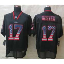 Nike Atlanta Falcons #17 Hester USA Flag Fashion Black Elite Jerseys