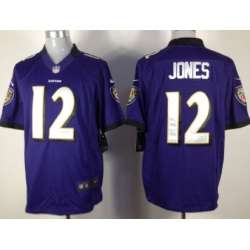Nike Baltimore Ravens #12 Jacoby Jones Purple Game Jerseys