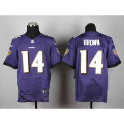 Nike Baltimore Ravens #14 Brown 2014 Purple Team Color Men\'s NFL Elite Jersey DingZhi
