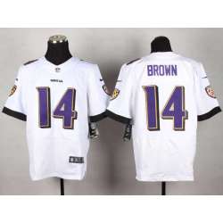 Nike Baltimore Ravens #14 Brown 2014 White Team Color Men's NFL Elite Jersey DingZhi