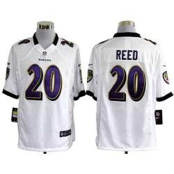 Nike Baltimore Ravens #20 Ed Reed Game White Jerseys