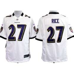 Nike Baltimore Ravens #27 Ray Rice Game White Jerseys