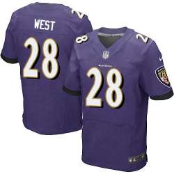 Nike Baltimore Ravens #28 Terrance West Purple Team Color Men's Stitched NFL Elite Jersey