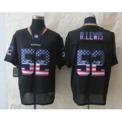 Nike Baltimore Ravens #52 R.Lewis USA Flag Fashion Black Elite Jerseys