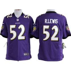 Nike Baltimore Ravens #52 Ray Lewis Game Purple Jerseys