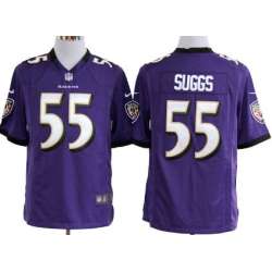 Nike Baltimore Ravens #55 Terrell Suggs Game Purple Jerseys