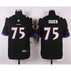 Nike Baltimore Ravens #75 Ogden Black Team Color Stitched Elite Jersey