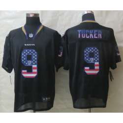 Nike Baltimore Ravens #9 Tucker USA Flag Fashion Black Elite Jerseys