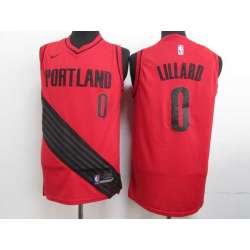 Nike Blazers 0 Damian Lillard Red City Edition Swingman Stitched NBA Jersey