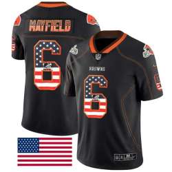 Nike Browns 6 Baker Mayfield Black USA Flag Fashion Limited Jersey Dyin