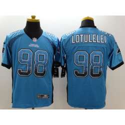 Nike Carolina Panthers #98 Lotulelei Drift Fashion Blue Elite Jerseys