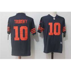Nike Chicago Bears #10 Mitchell Trubisky Navy Blue-Orange Vapor Untouchable Player Limited Jerseys
