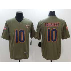 Nike Chicago Bears #10 Mitchell Trubisky Olive Salute To Service Limited Jerseys