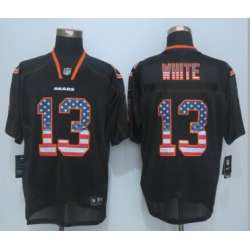 Nike Chicago Bears #13 White USA Flag Fashion Black Elite Jerseys