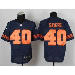 Nike Chicago Bears #40 Gale Sayers Navy Blue With Orange Team Color Men\'s NFL Elite Jersey DingZhi