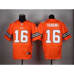 Nike Cleveland Browns #16 Hawkins Orange Team Color Men's NFL Elite Jersey DingZhi