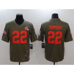 Nike Cleveland Browns #22 Jabrill Peppers Olive Salute To Service Limited Jersey