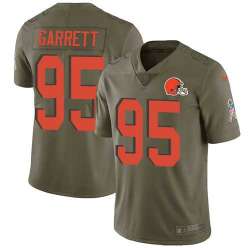 Nike Cleveland Browns #95 Myles Garrett Olive Salute To Service Limited Jersey DingZhi
