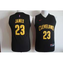 Nike Cleveland Cavaliers #23 LeBron James Black-Yellow Swingman Stitched NBA Jersey