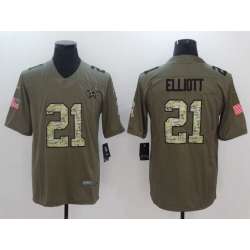 Nike Dallas Cowboys #21 Ezekiel Elliott Olive Camo Salute To Service Limited Jerseys