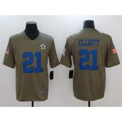Nike Dallas Cowboys #21 Ezekiel Elliott Olive Salute To Service Limited Jersey