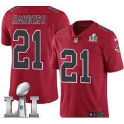 Nike Deion Sanders Men's Red Limited Jersey #21 NFL Atlanta Falcons Super Bowl LI 51 Rush