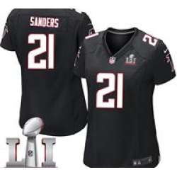 Nike Deion Sanders Women's Black Elite Jersey #21 NFL Alternate Atlanta Falcons Super Bowl LI 51
