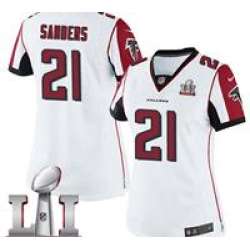 Nike Deion Sanders Women's White Elite Jersey #21 NFL Road Atlanta Falcons Super Bowl LI 51
