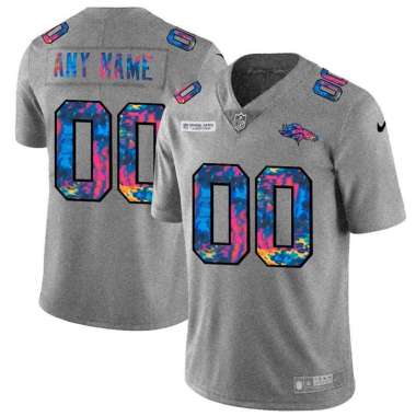 Nike Denver Broncos Customized Men's Multi-Color 2020 Crucial Catch Vapor Untouchable Limited Jersey Grey Heather