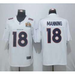 Nike Denver Broncos #18 Manning Men\'s White Super Bowl 50 Game Event Jersey