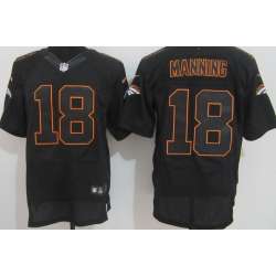 Nike Denver Broncos #18 Peyton Manning Lights Out Black Elite Jerseys