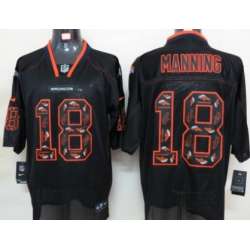 Nike Denver Broncos #18 Peyton Manning Lights Out Black Ornamented Elite Jerseys