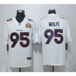 Nike Denver Broncos #95 Wolfe Men's White Super Bowl 50 Game Event Jersey