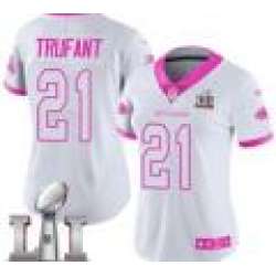 Nike Desmond Trufant Women\'s WhitePink Limited Jersey #21 NFL Atlanta Falcons Super Bowl LI 51 Rush Fashion