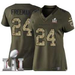 Nike Devonta Freeman Women's Green Limited Jersey #24 NFL Atlanta Falcons Super Bowl LI 51 Salute To Service