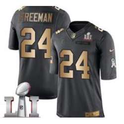 Nike Devonta Freeman Youth BlackGold Limited Jersey #24 NFL Atlanta Falcons Super Bowl LI 51 Salute To Service