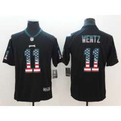 Nike Eagles 11 Carson Wentz Black USA Flag Fashion Color Rush Limited Jersey