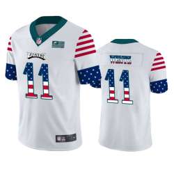 Nike Eagles 11 Carson Wentz White USA Flag Fashion Limited Jersey Dyin