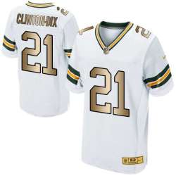 Nike Green Bay Packers #21 Ha Ha Clinton Dix White Gold Elite Jersey Dingwo