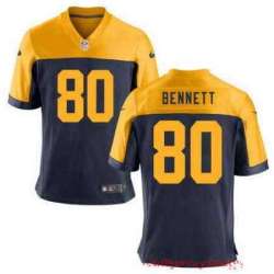 Nike Green Bay Packers #80 Martellus Bennett Navy Blue Blue Alternate Team Color Elite Jersey DingZhi