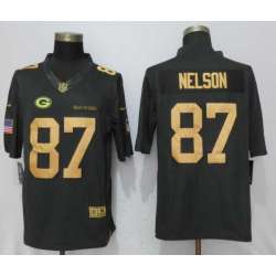 Nike Green Bay Packers #87 Jordy Nelson Anthracite Gold Salute To Service Limited Jersey