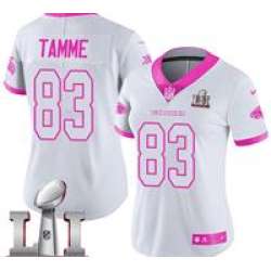 Nike Jacob Tamme Women's WhitePink Limited Jersey #83 NFL Atlanta Falcons Super Bowl LI 51 Rush Fashion
