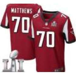 Nike Jake Matthews Men\'s Red Elite Jersey #70 NFL Home Atlanta Falcons Super Bowl LI 51