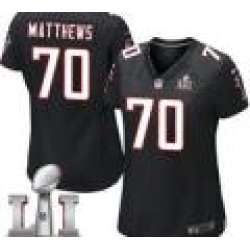 Nike Jake Matthews Women\'s Black Elite Jersey #70 NFL Alternate Atlanta Falcons Super Bowl LI 51