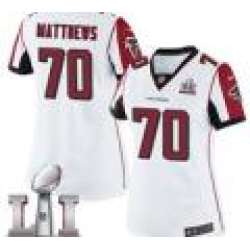 Nike Jake Matthews Women's White Elite Jersey #70 NFL Road Atlanta Falcons Super Bowl LI 51