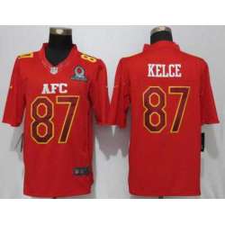 Nike Kansas City Chiefs #87 Travis Kelce Red Men\'s 2017 Pro Bowl Stitched Limited Jersey