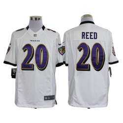 Nike Limited Baltimore Ravens #20 Rd Reed White Jerseys
