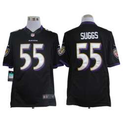 Nike Limited Baltimore Ravens #55 Terrell Suggs Black Jerseys